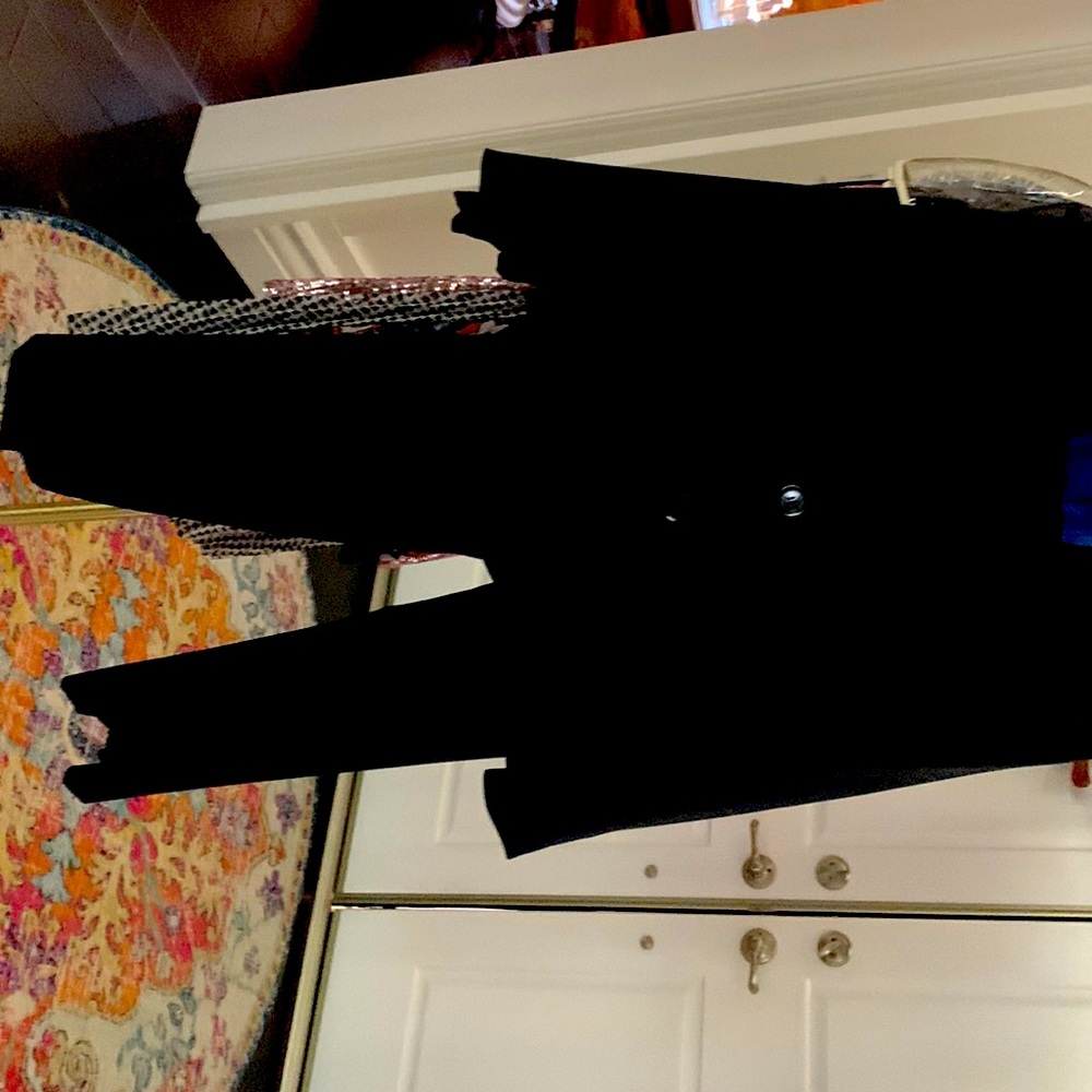 2 piece classy pinstripe suit with side zipper